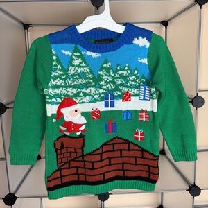 Blizzard Bay Boys' Santa Video Game Ugly Sweater Blue Green Combo Size L NWOT